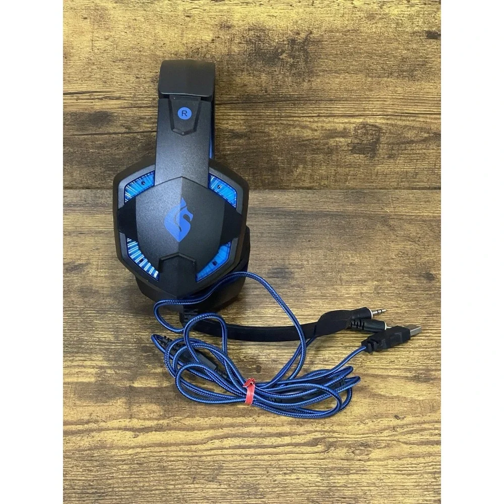 Sportsbot Wired Gaming Headset W Built In LED Lights. Adjustable Headband & Mic